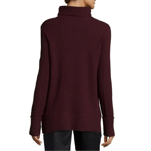 Vince • Directional Rib Turtleneck Sweater burgundy maroon Wysteria cashmere - Picture 13 of 13